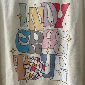 Indy Eras Tour Taylor Swift Ivory Hoodie, Women’s Size Large *mama on back*